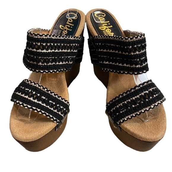 CALIFORNIANS Layla Women's Black Platform Wedge Slide Sandals NEW 10 - Picture 3 of 7